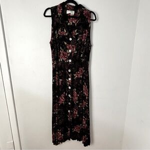 Vintage Betsy’s Things Black Floral Midi Dress Size 14 Dark Cottagecore Feminine